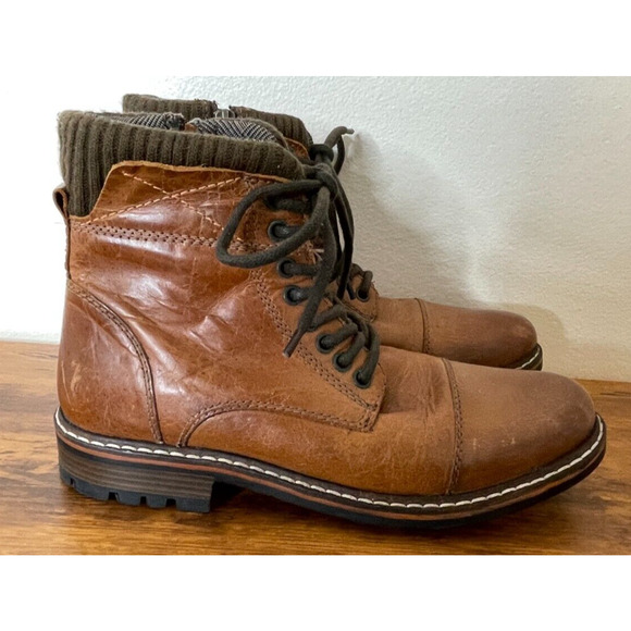 Crevo Camden Brown Leather Men's Boots - Picture 1 of 10